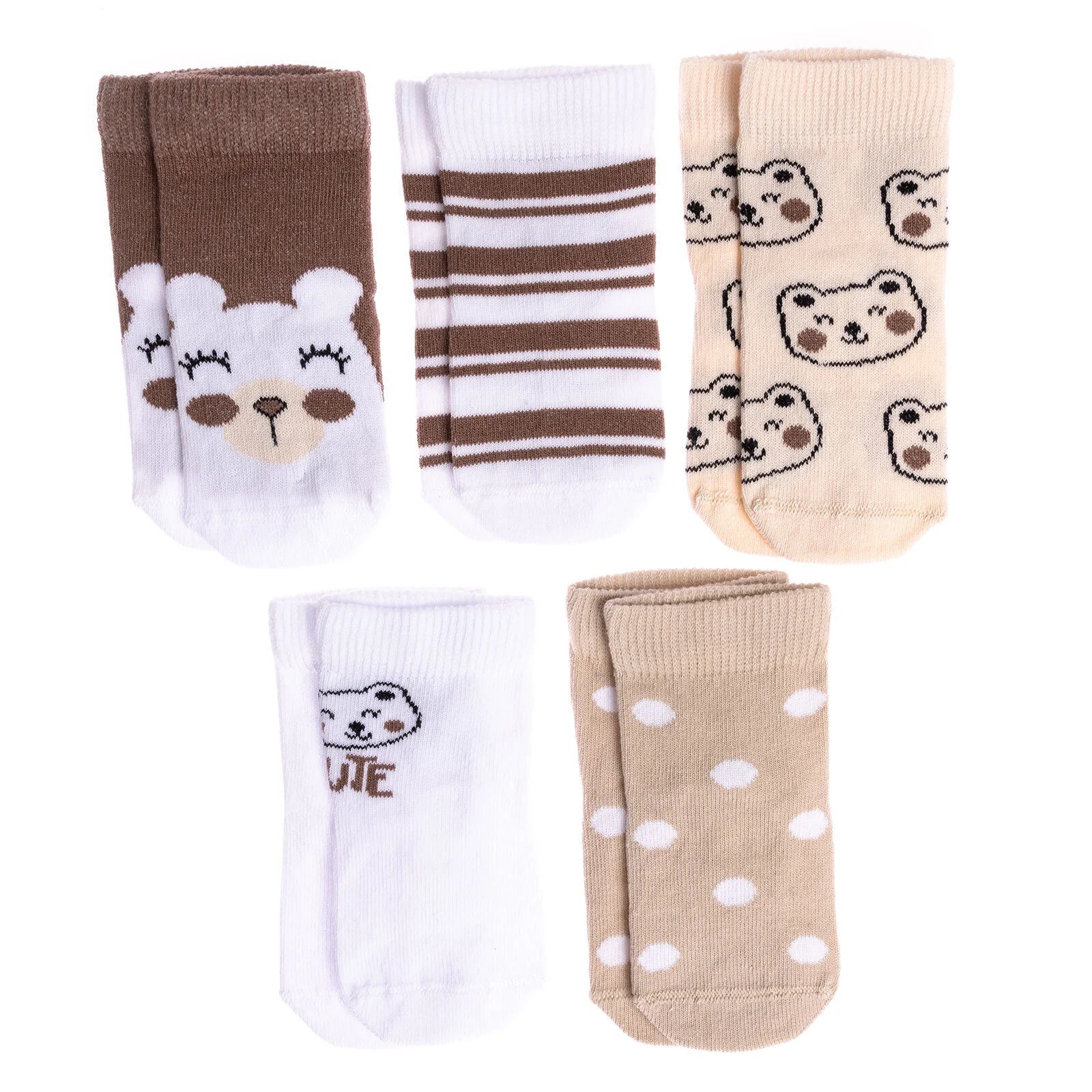 HelloBaby Baby Girl Socks 5 Pcs - Light Brown - ebebek - Black Friday