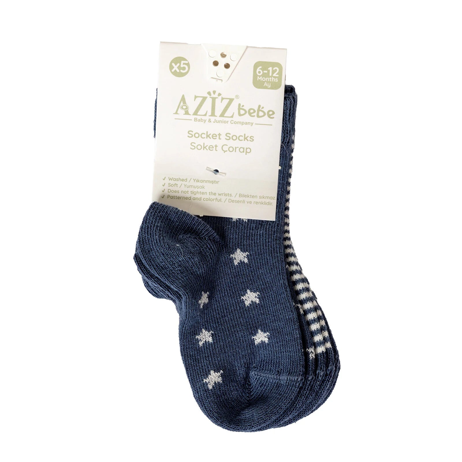 Aziz Bebe Baby Boy Pack of 5 Socks - Blue - ebebek - Black Friday