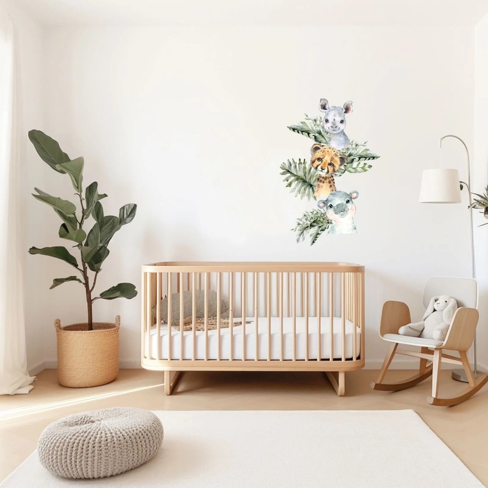 Live Vida Baby Safari Wall Sticker Leafy Hippo & Cheetah & Rhino 3 pcs - ebebek - Black Friday