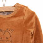 HelloBaby Newborn Unisex Embroidered Velvet Rompers - Brown - ebebek - Black Friday