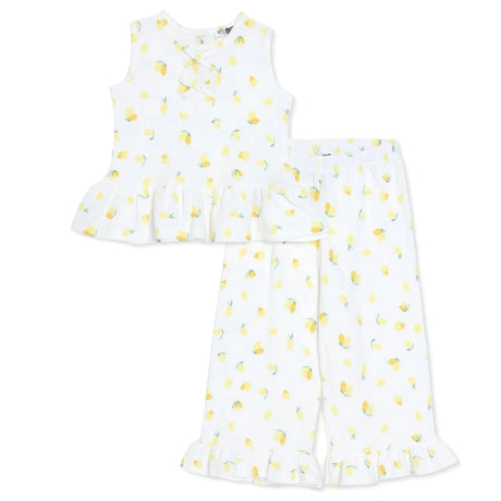 HelloBaby Girls Blouse - Trousers Fruits Lemonade Crew Neck Long Leg Sleeveless - Ecru Printed Ecru Printed - ebebek