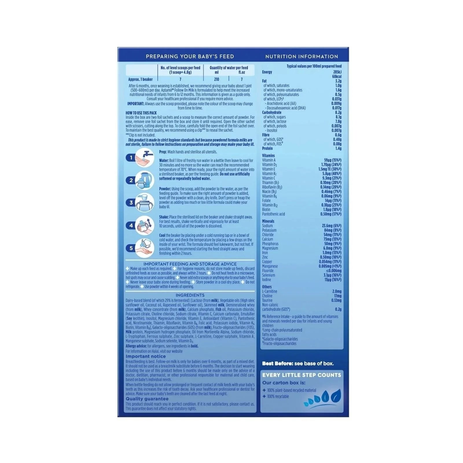 Aptamil 2 Follow On Milk Formula 6 - 12 months 1.2kg (2x600g) - ebebek - Black Friday