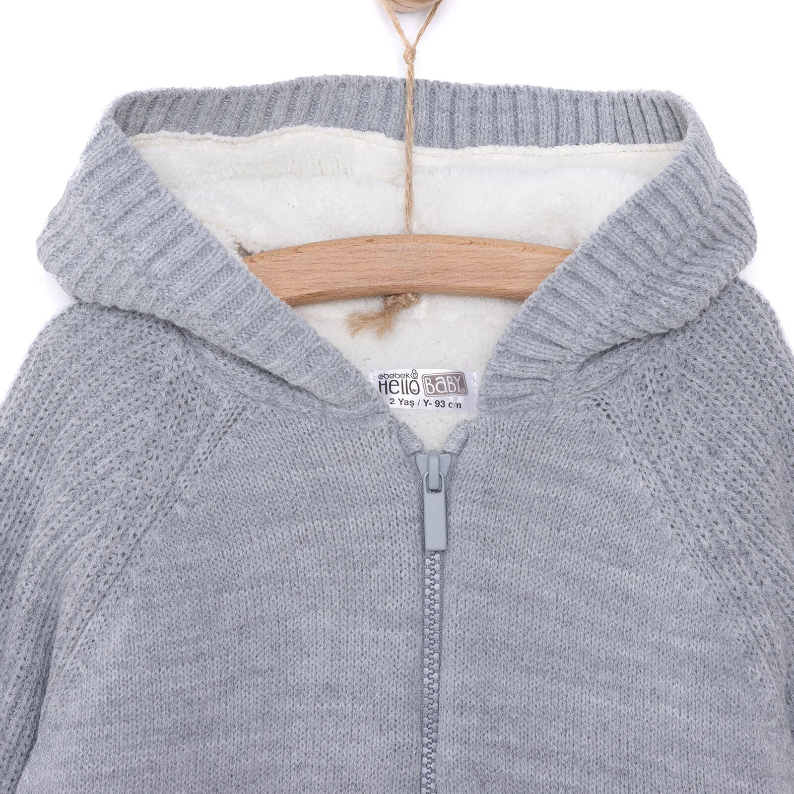 HelloBaby Basic Unisex Plush Knit Cardigan - Grey Melange - ebebek - Black Friday