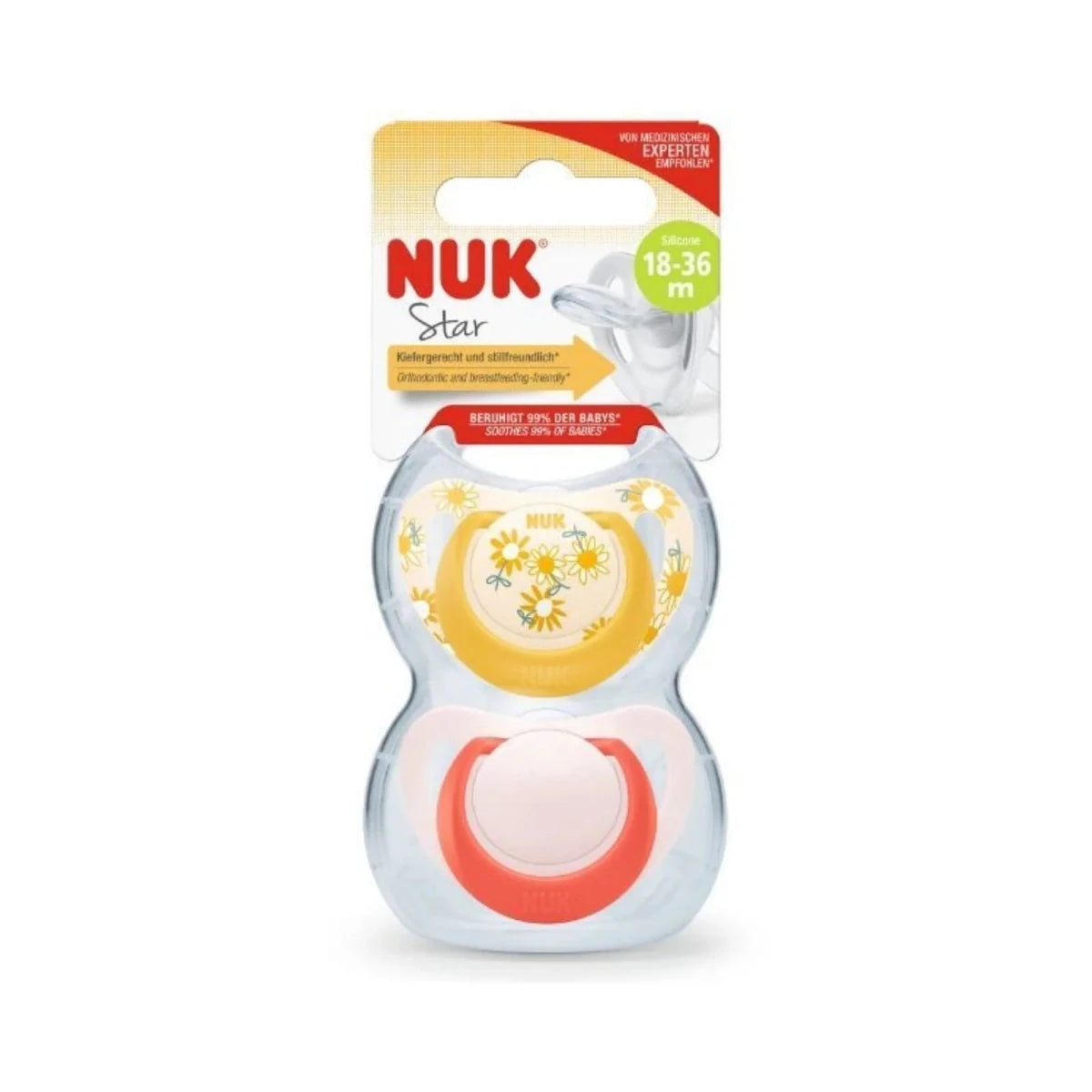 NUK Star Soother 18 - 36 months Pack of 2 - Red - ebebek