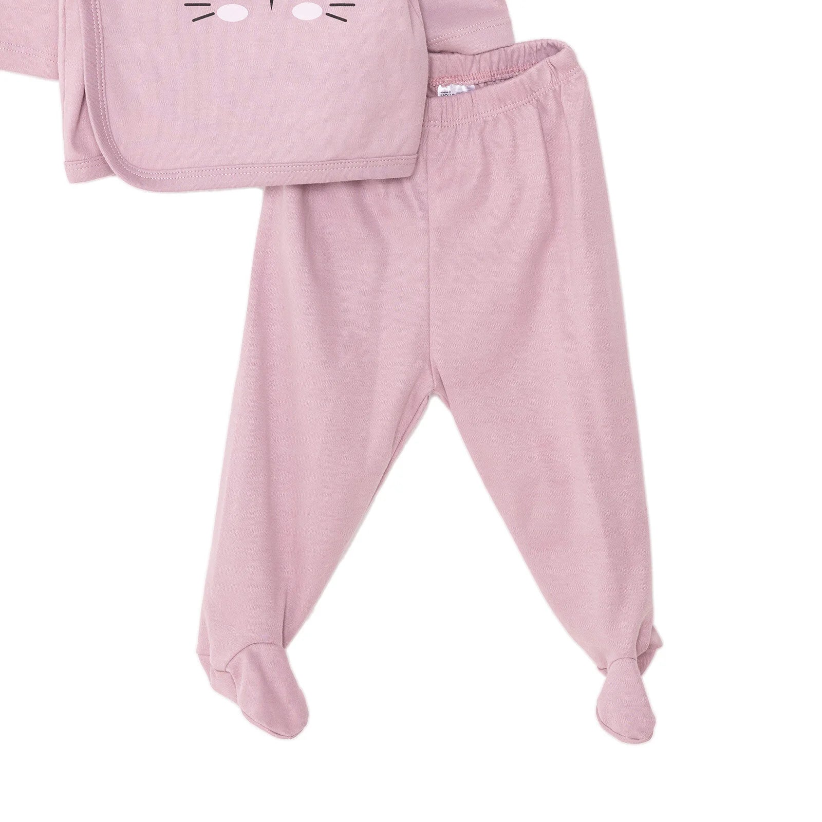 HelloBaby Newborn Organic Wrapover Top - Hat - Footed Set - Light Rose - ebebek - Black Friday