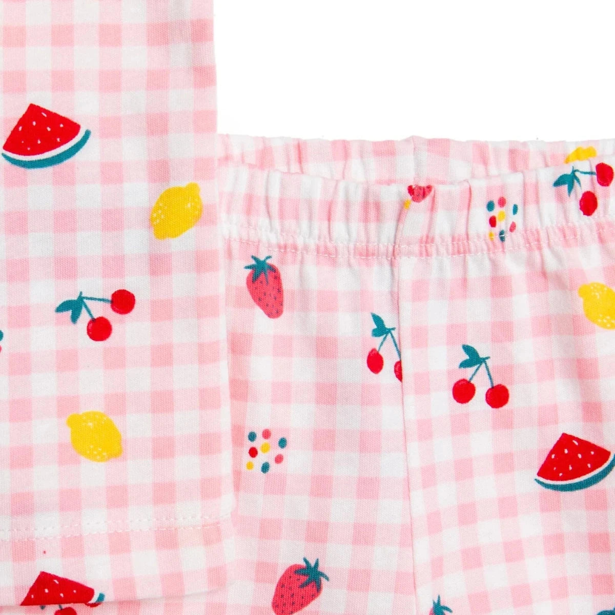 HelloBaby Girls Short Sleeve Pyjamas Set Fruit Print Buttoned Shirt Collar Short Length Short Sleeve - Pink Pink - ebebek
