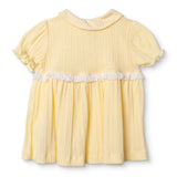 Bebetto Girls Dress Snap Fastening Sweet Princess Frill Neck Short Sleeve - Yellow Yellow - ebebek