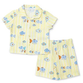 HelloBaby Boys Short Sleeve Pyjamas Set Animal with Buttons Shirt Collar Short Leg Short Sleeve - Yellow Yellow - ebebek