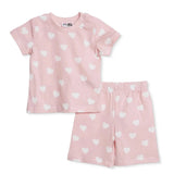 HelloBaby Girls Short Sleeve Pyjamas Set Heart Crew Neck Short Leg Short Sleeve - Pink Pink - ebebek
