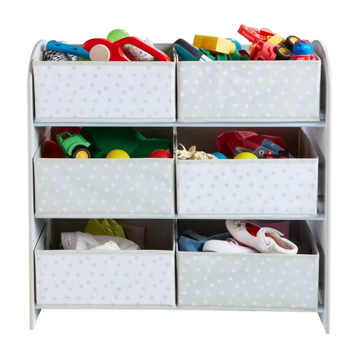 Hello Home Kids Bedroom Toy Storage Unit with 6 Fabric Storage Boxes - White - ebebek - Black Friday