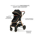 Kinderkraft Esme 3 - in - 1 Travel System with Mink Pro Car Seat - Pure Black Pure Black - ebebek - Christmas