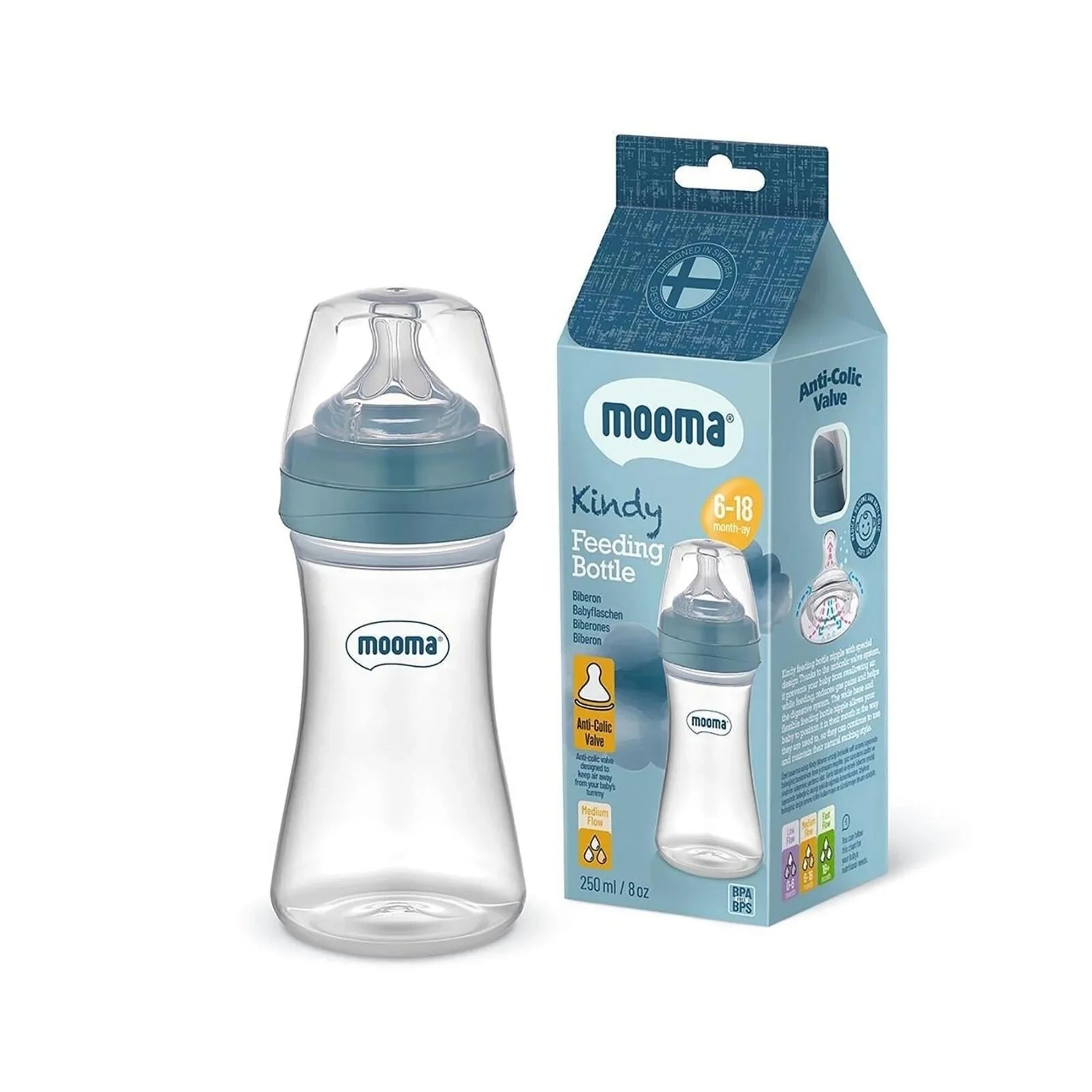 Mooma Kindy Bottle Medium Flow 6 - 18 months 250ml - Ball Blue - ebebek - Christmas