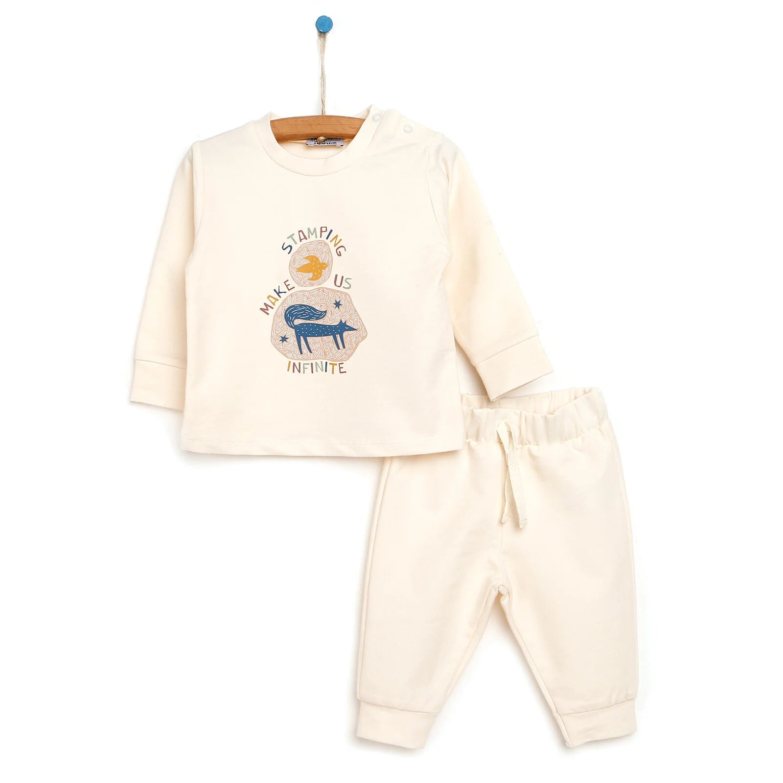 HelloBaby Basic Printed Baby Tracksuit - Ecru - ebebek - Black Friday