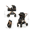 Kinderkraft Esme 3 - in - 1 Travel System with Mink Pro Car Seat - Pure Black Pure Black - ebebek - Christmas
