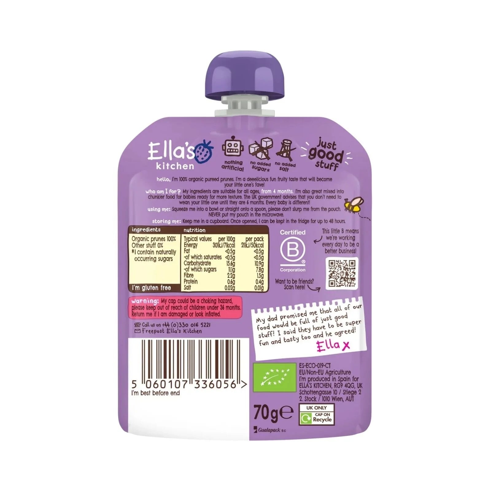 Ella's Kitchen Organic Prunes First Tastes Baby Food Pouch 4+ months 70g - ebebek - Black Friday