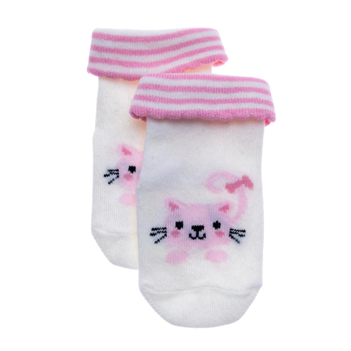 Baby Girl 3 - Pack Rolled - Edge Socks - Ecru Ecru - ebebek