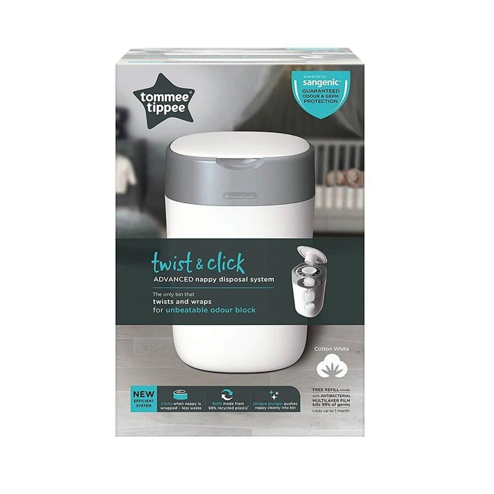 Tomme Tippee Twist & Click Nappy Disposal Tub - White - ebebek - Black Friday