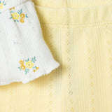 Bebetto Girls Blouse & Leggings Set Floral Print Snap Fastening Bloom Frill Neck Full Length Short S - Yellow Yellow - ebebek