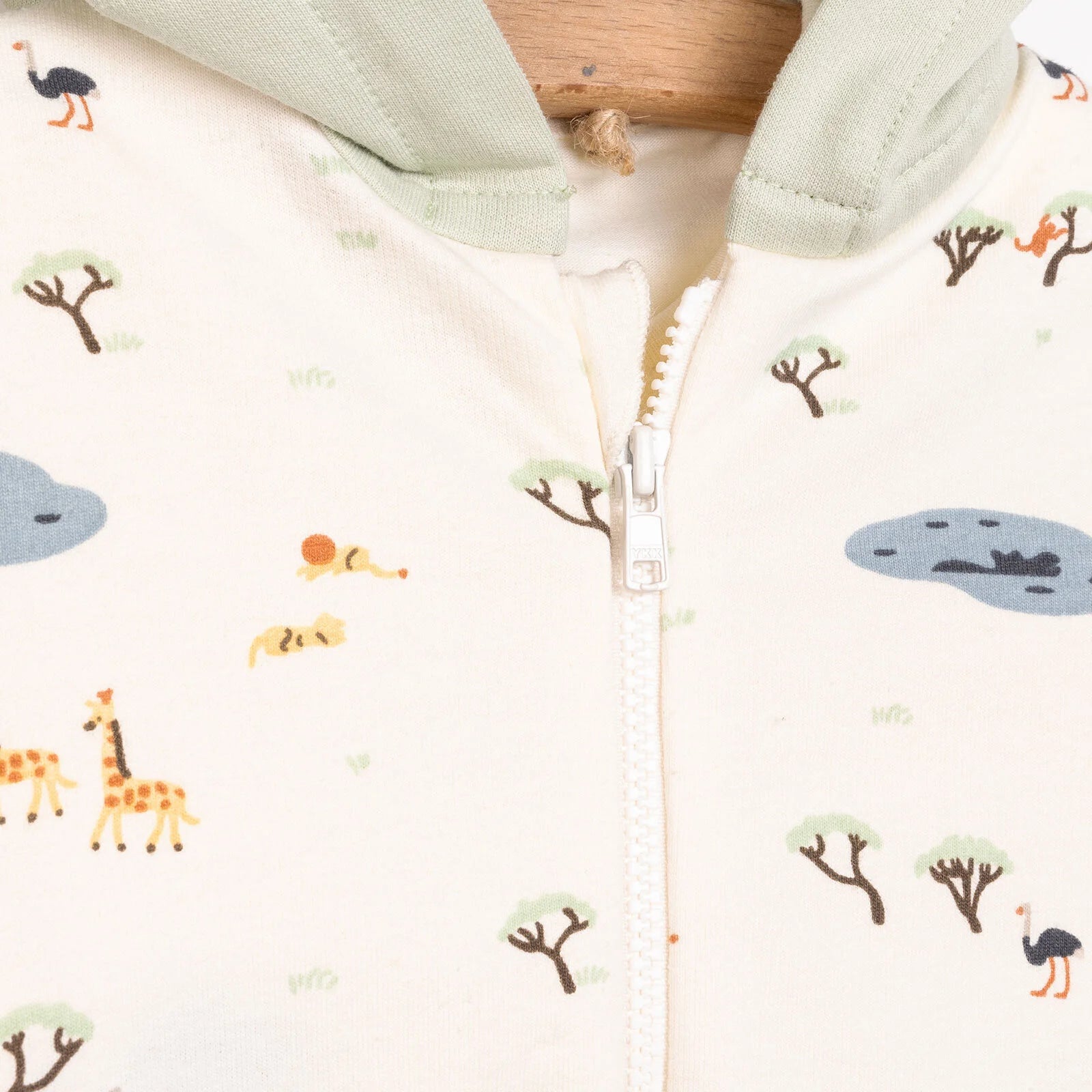 Bebetto Newborn Baby Boy Safari Hooded Cardigan - Sweatshirt - Footless Bottom - Multicolour - ebebek - Black Friday