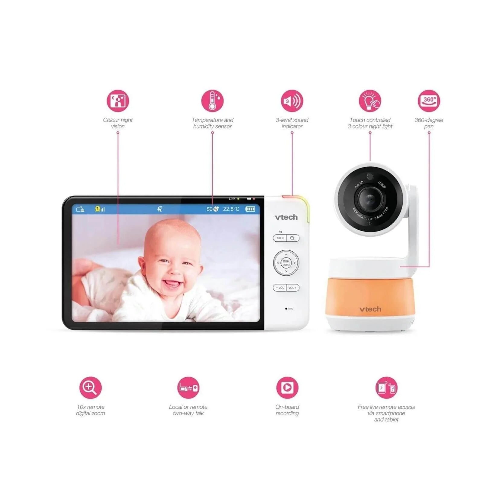 VTech RM7767HD 7inch Smart Wi - Fi Baby Monitor - VTech - ebebek