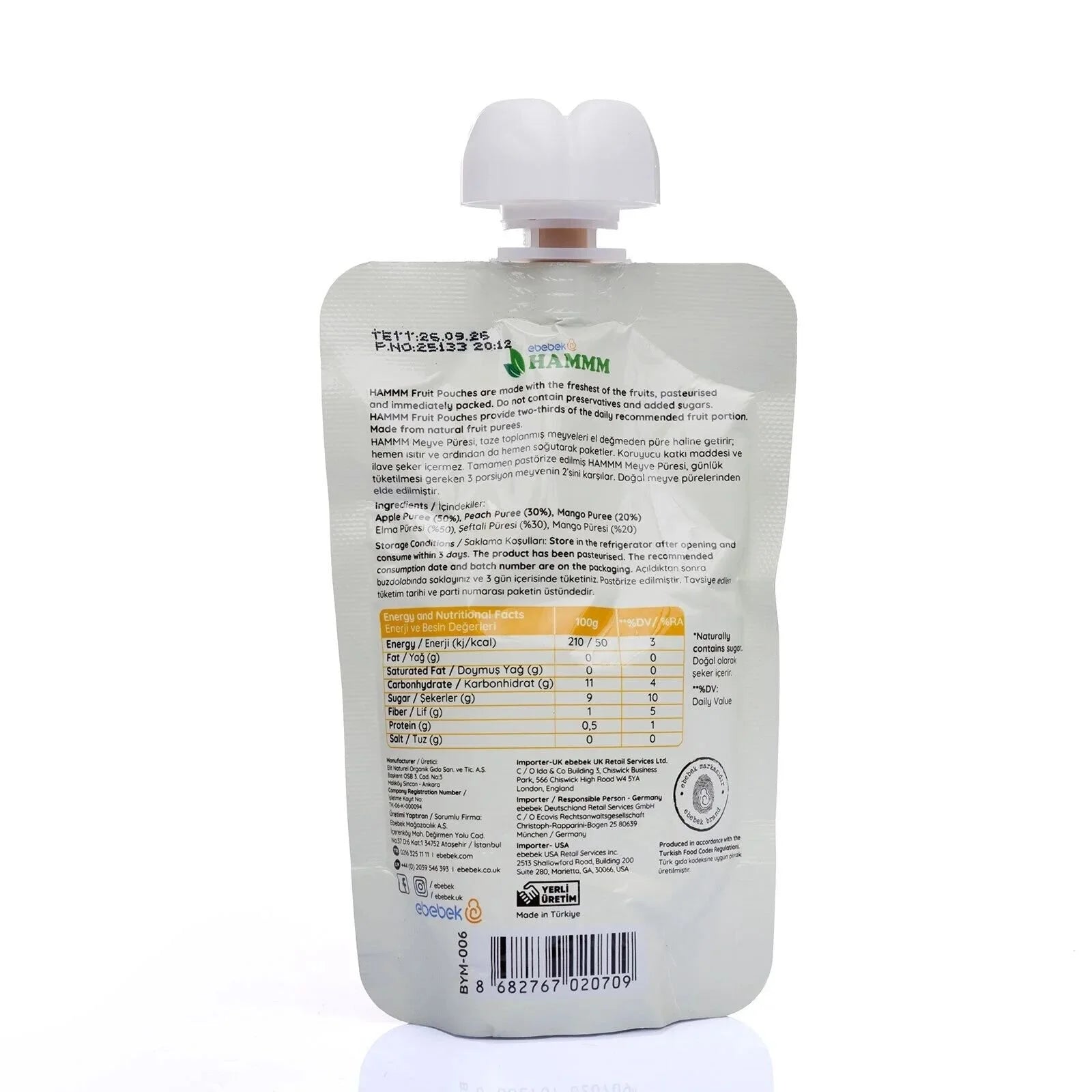 Hammm Apple Peach & Mango Puree Pouch 90g - ebebek - Black Friday