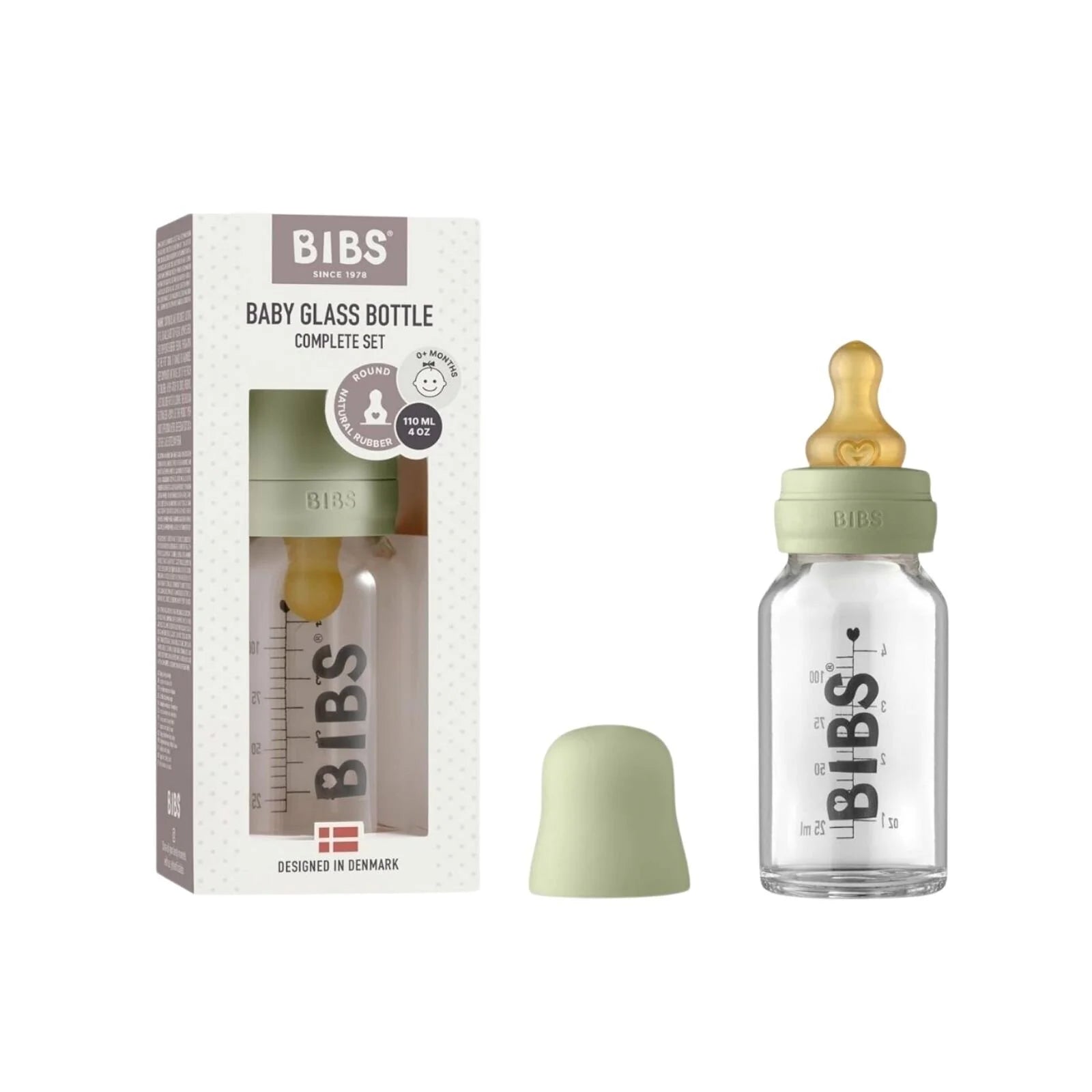 BIBS Baby Glass Bottle Complete Set Latex 110ml - Sage - ebebek - Black Friday