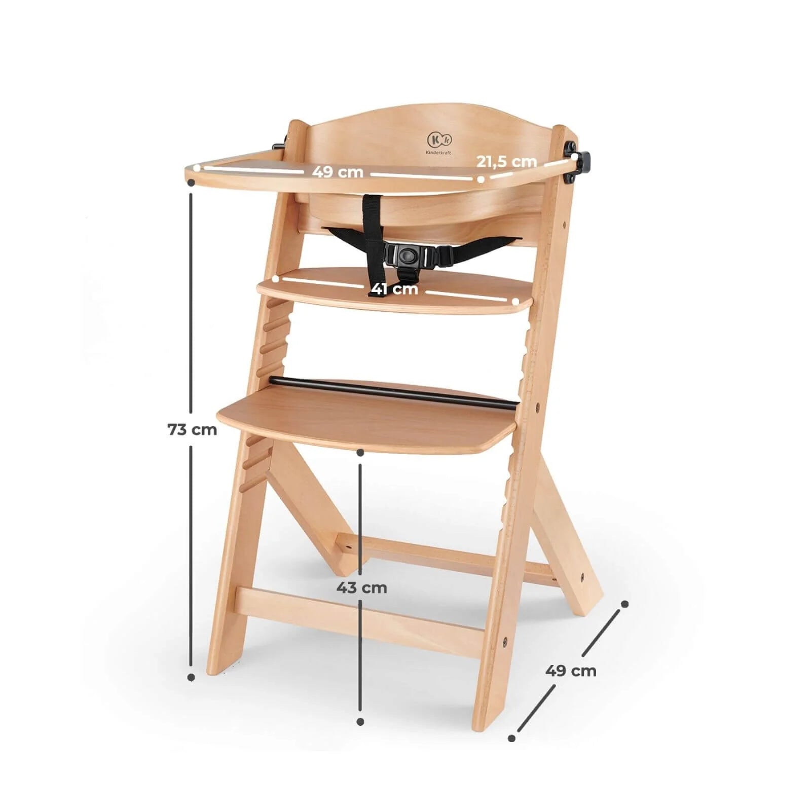 Kinderkraft Enock Wooden Highchair - Wooden Natural - ebebek - Black Friday