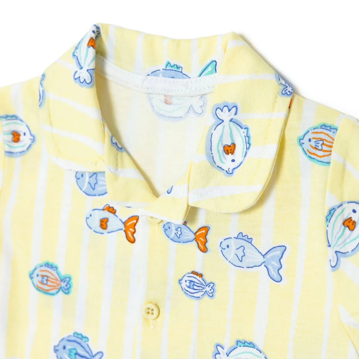 HelloBaby Boys Short Sleeve Pyjamas Set Animal with Buttons Shirt Collar Short Leg Short Sleeve - Yellow Yellow - ebebek