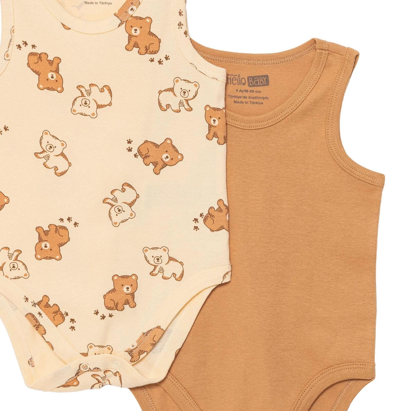 HelloBaby Boy 2 - Pack Sleeveless Bodysuit - Beige - ebebek - Black Friday