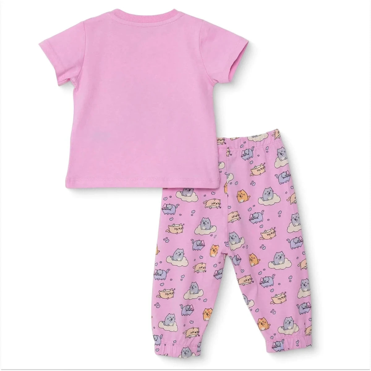 HelloBaby Girls Short Sleeve Pyjamas Set Animal Crew Neck Long Leg Short Sleeve - Pink Pink - ebebek