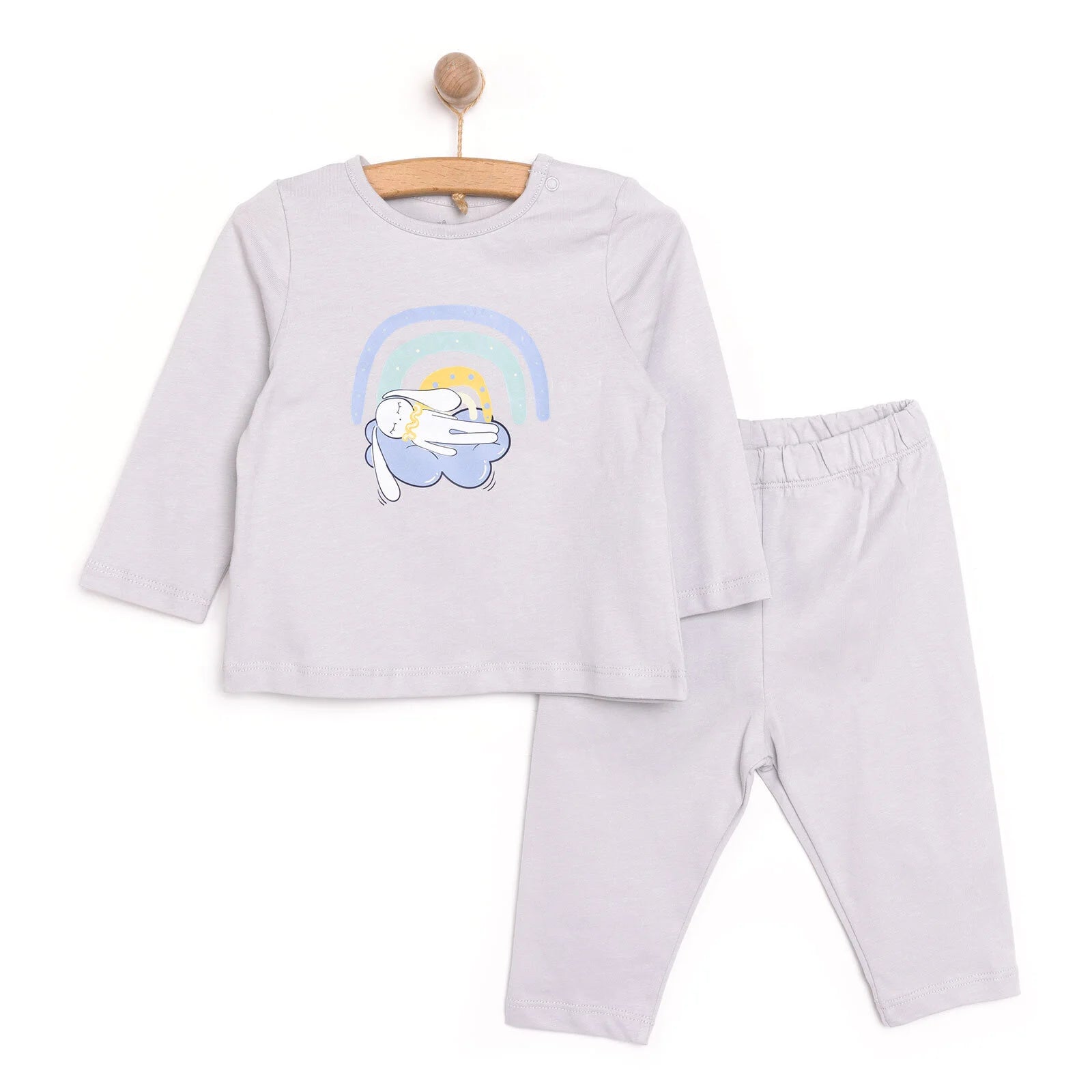 HelloBaby Long Sleeve Pyjamas - Light Grey - ebebek - Black Friday