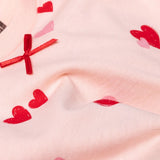 Baby Girl Short Sleeve Pyjamas Set Heart Print Snap Fastening Crew Neck - Pink Pink - ebebek