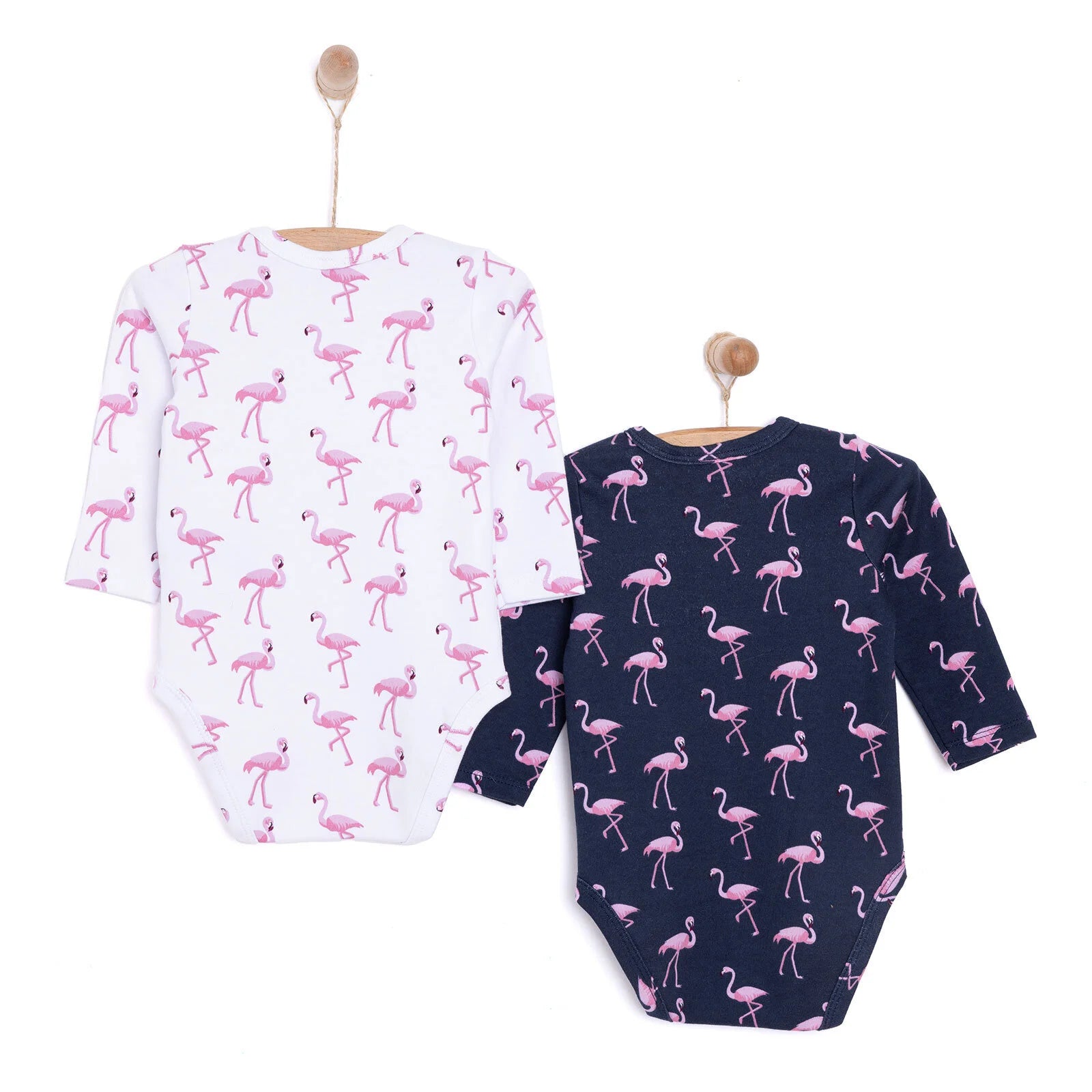 HelloBaby Girl Flamingo Printed 2 - Pack Long Sleeve Body - Navy Blue - ebebek - Black Friday