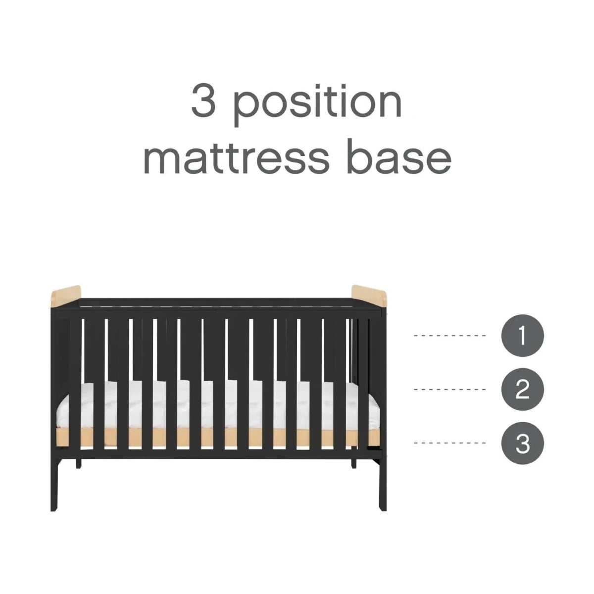 Tutti Bambini Rio Cot Bed with Cot Top Changer & Mattress - Slate/Honey Oak Slate/Honey Oak - ebebek