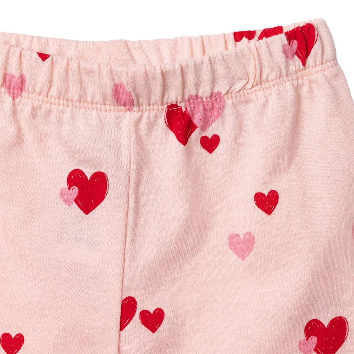 Baby Girl Short Sleeve Pyjamas Set Heart Print Snap Fastening Crew Neck - Pink Pink - ebebek