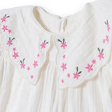 HelloBaby Girls Dress Floral Print Flower Garden Crew Neck Short Sleeve - Ecru Ecru - ebebek