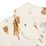 Baby Boy Short Sleeve Pyjamas Set Animal Print Buttoned Shirt Collar Short Sleeve - Ecru Ecru - ebebek