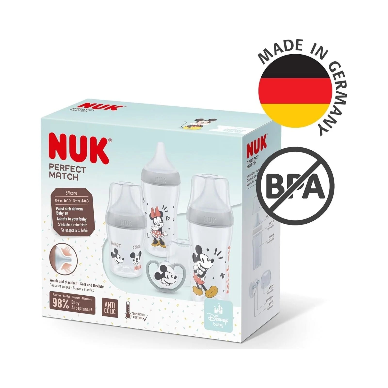 NUK Anti - Colic Perfect Match Starter Set Pack of 4 - Mickey - ebebek - Black Friday