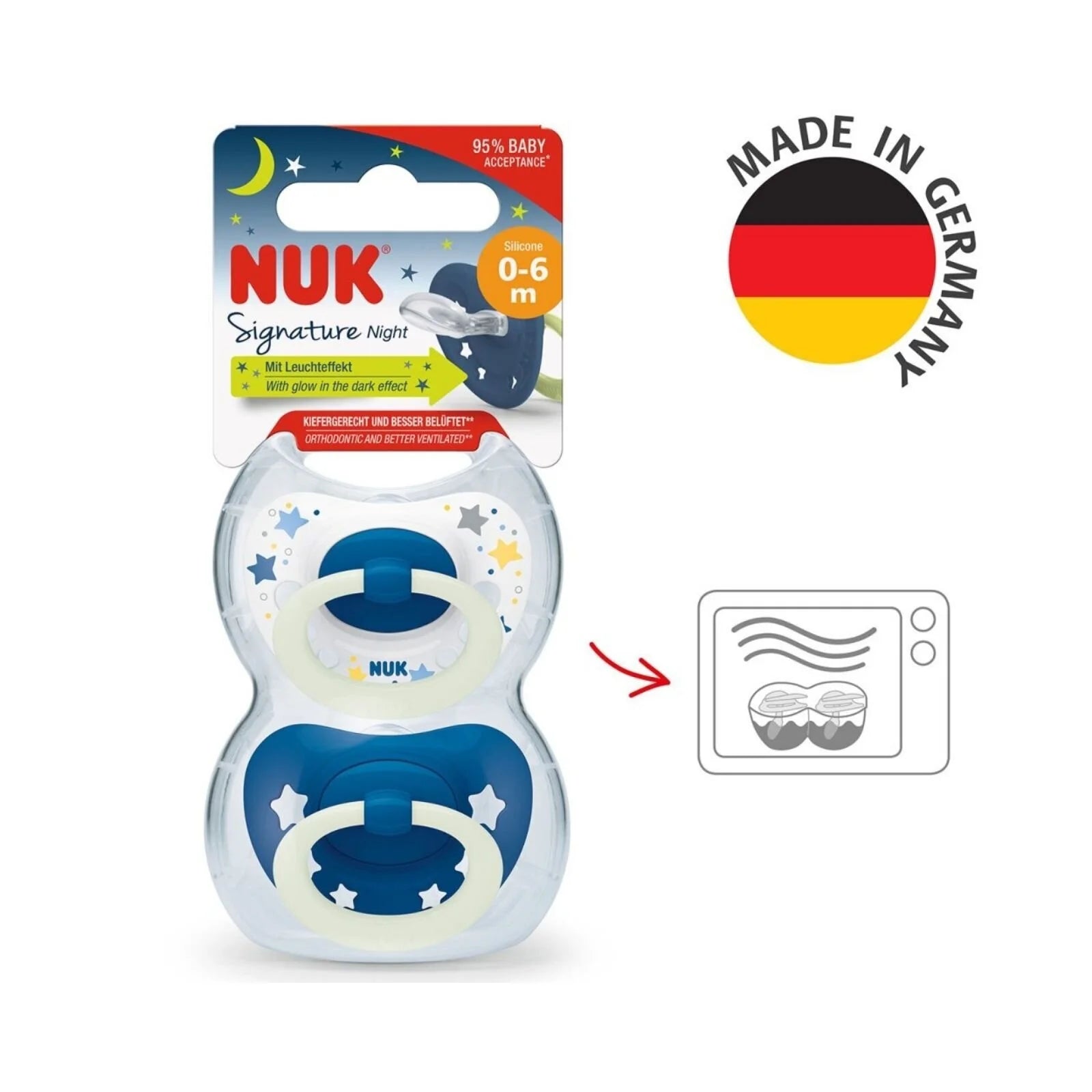 NUK Signature Silicone Soothers 0 - 6 months - Night Blue - NUK - ebebek