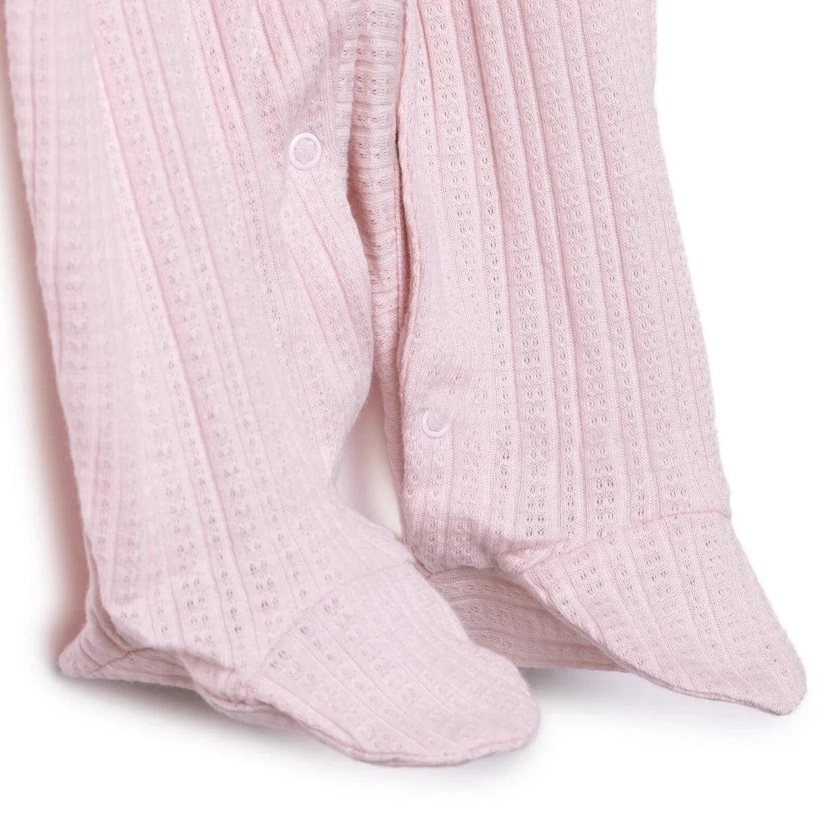 Bebetto Girls Footed Sleepsuit Snap Fastening Sweet Princess Frill Neck Full Length Long Sleeve - Pink Pink - ebebek