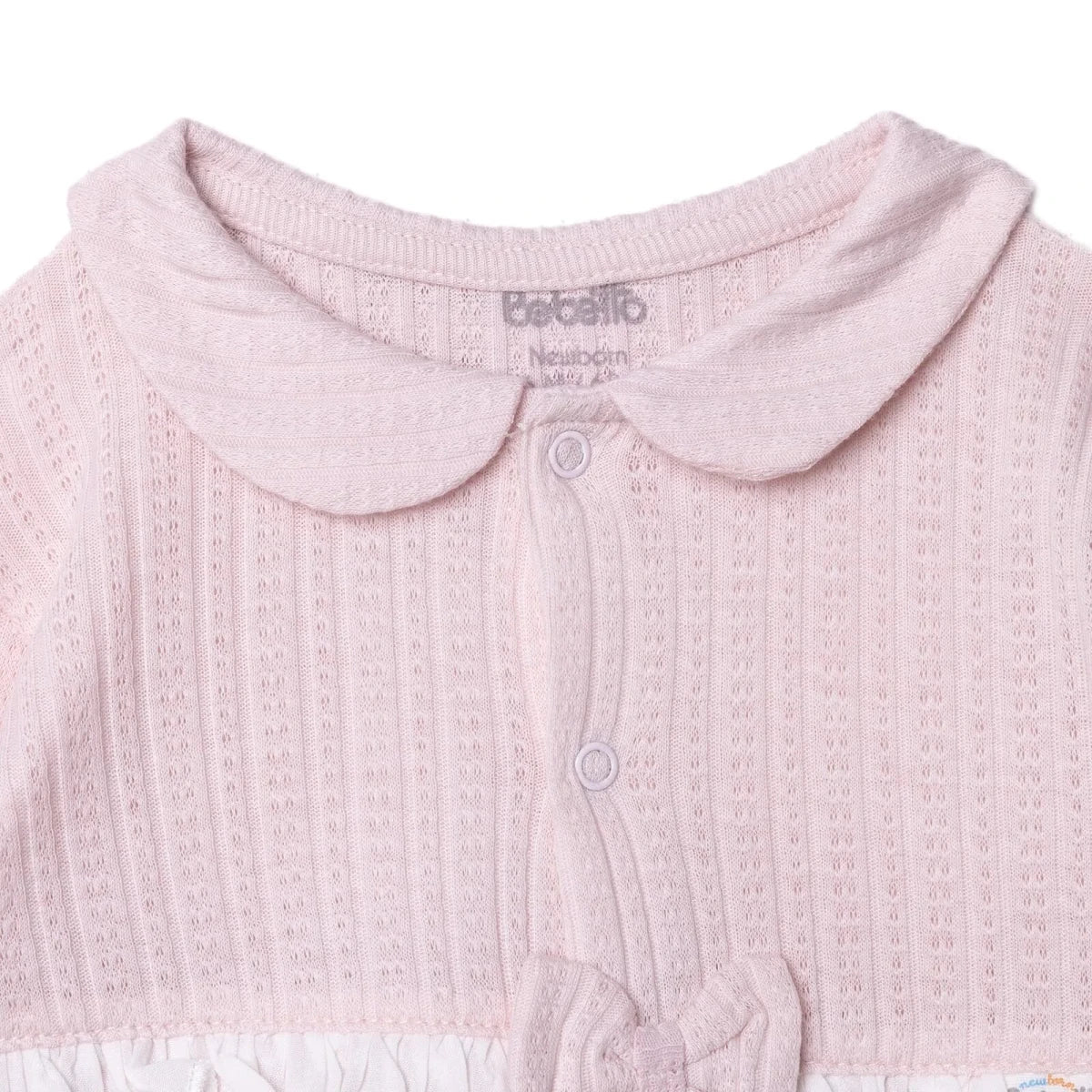 Bebetto Girls Dress Snap Fastening Sweet Princess Frill Neck Long Sleeve - Pink Pink - ebebek