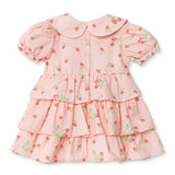 HelloBaby Girls Dress Cherry Print Buttoned Berry Belle Peter Pan Collar Short Sleeve - Pink Printed Pink Printed - ebebek