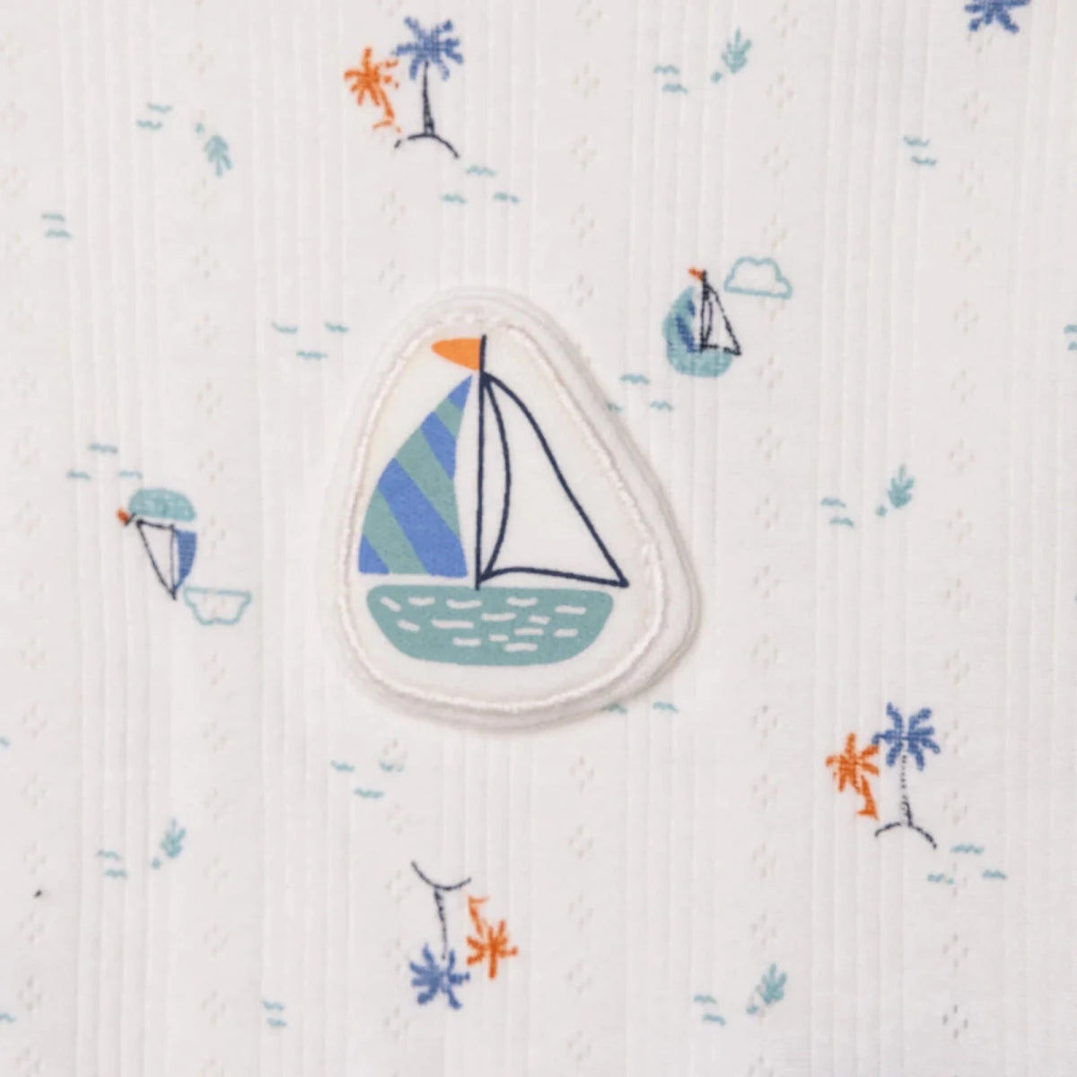 Bebetto Boys T-shirt & Footless Bottom Set Nautical Print Snap Fastening Palm in the Sea Crew Neck F - Petrol Green Petrol Green - ebebek