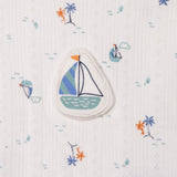 Bebetto Boys T-shirt & Footless Bottom Set Nautical Print Snap Fastening Palm in the Sea Crew Neck F - Petrol Green Petrol Green - ebebek