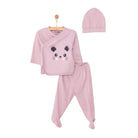 HelloBaby Newborn Organic Wrapover Top - Hat - Footed Set - Light Rose - ebebek - Black Friday