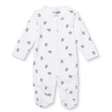 Unisex Footed Sleepsuit Slogan Print Snap Fastening Crew Neck - White Printed White Printed - ebebek