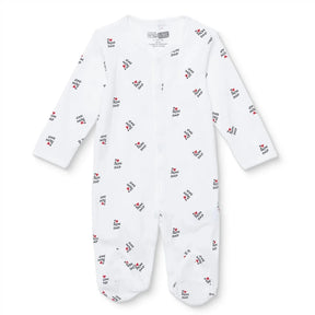 Unisex Footed Sleepsuit Slogan Print Snap Fastening Crew Neck - White Printed White Printed - ebebek