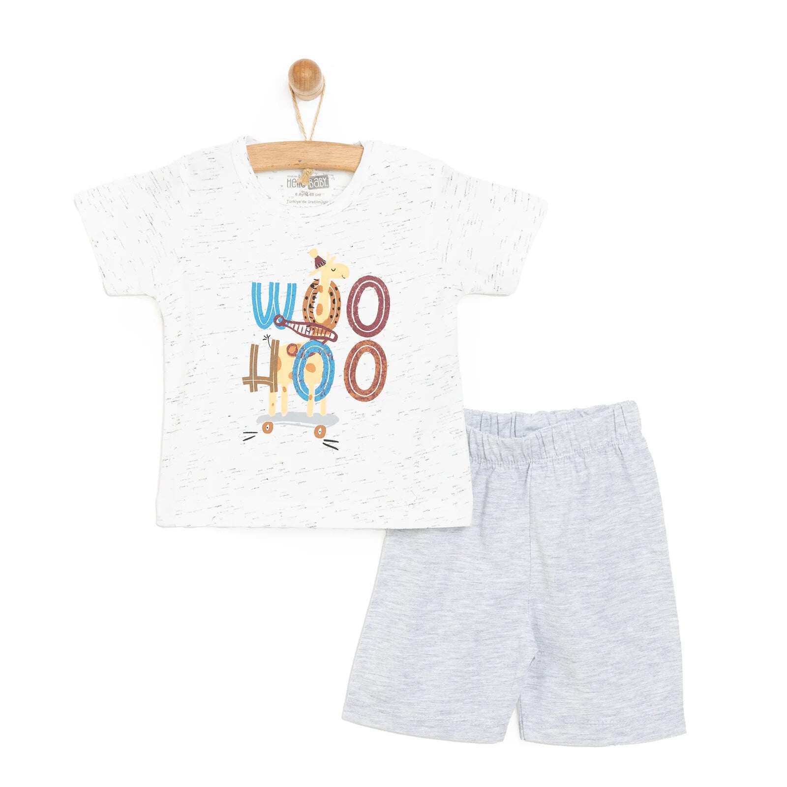 HelloBaby Baby Boy Short Sleeve Pyjamas Set - White - ebebek - Black Friday