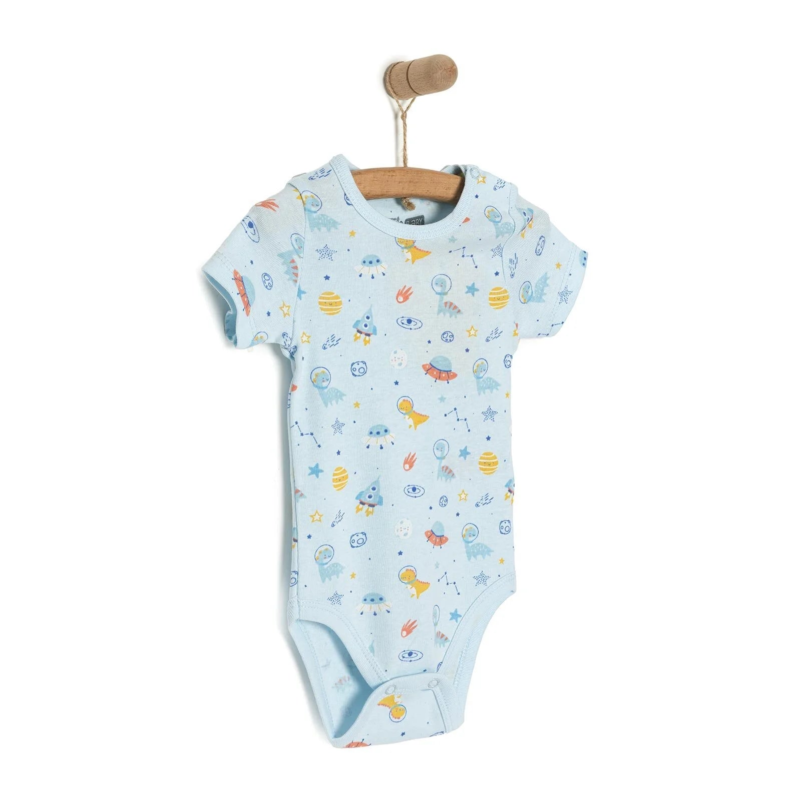 HelloBaby Galaxy Patterned Short Sleeve Bodysuit - Blue - ebebek - Black Friday