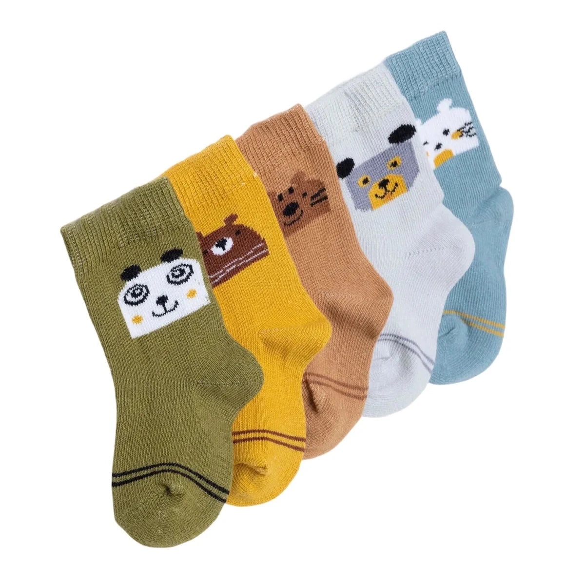 Baby Boy 5 - Pack Ankle Socks Dinosaur Print - Green Green - ebebek